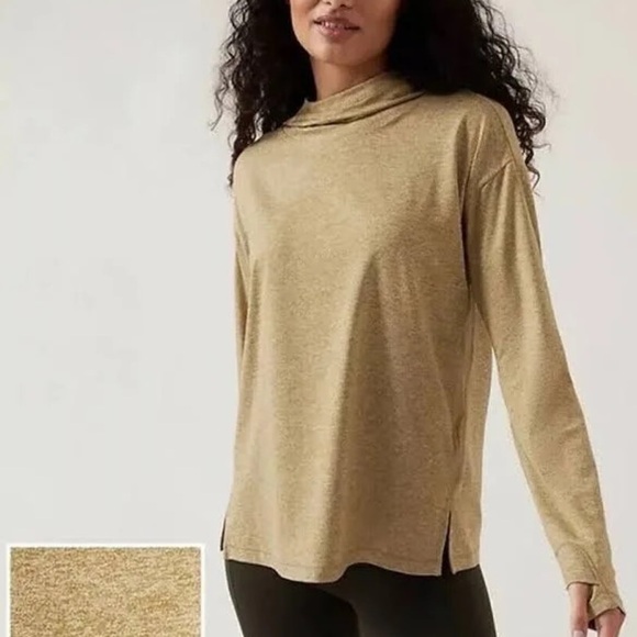 NWT Athleta Women’s Uptempo II Hoodie Sweatshirt Tapestry Gold Heather - Size 1X - Picture 9 of 9
